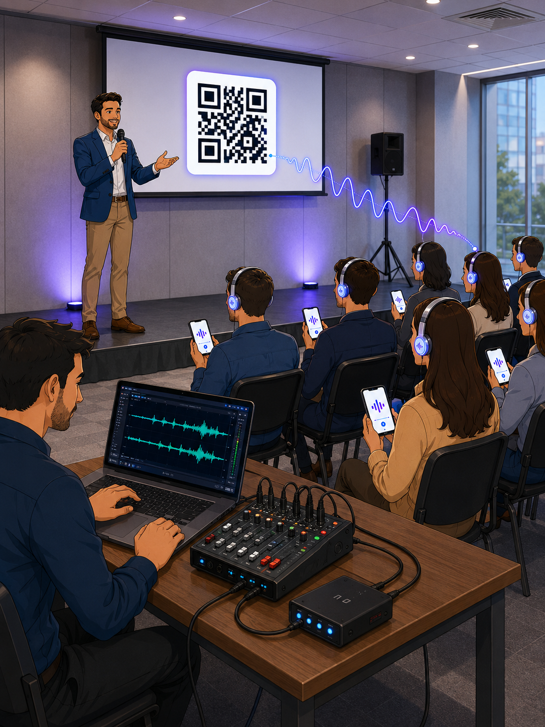 Small production with a Stage QR code